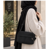 کیف زنانه دوشی دو زیپ برزنت مشکی آوینا استایل